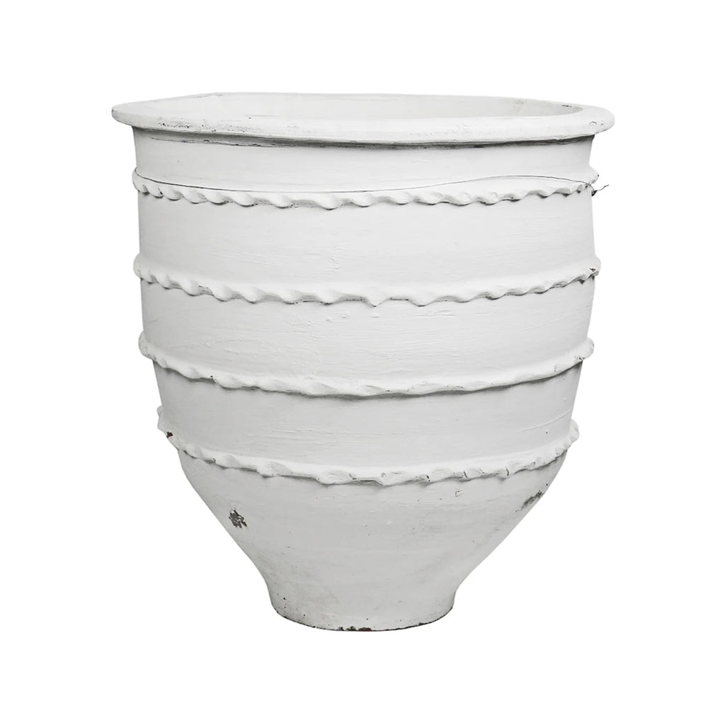 White Open Mouth Mediterranean Pot 'Vintage' (Large)
