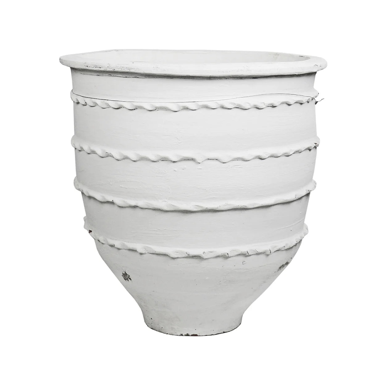 White Open Mouth Mediterranean Pot 'Vintage' (Large)