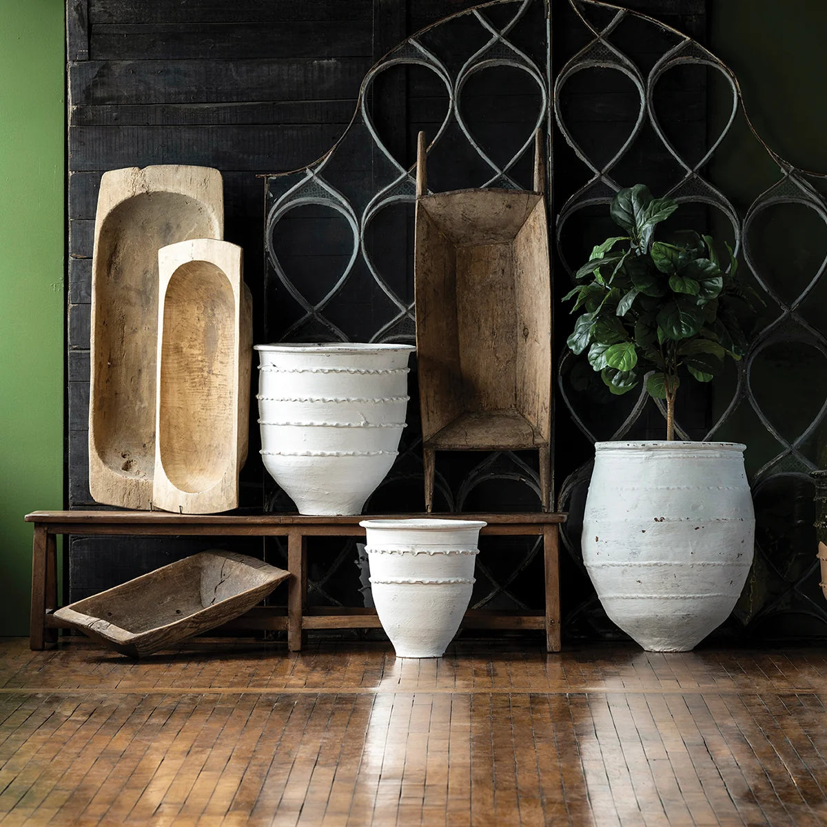 White Open Mouth Mediterranean Pot 'Vintage' (Extra Large)
