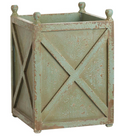 Wooden Square Planter in Antique Green