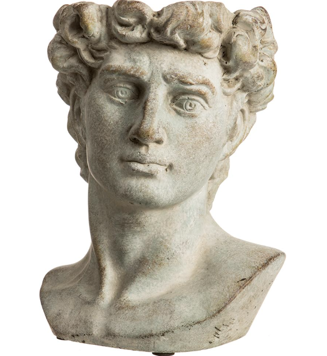8.5" Male Bust Garden Planter in Antique Gray