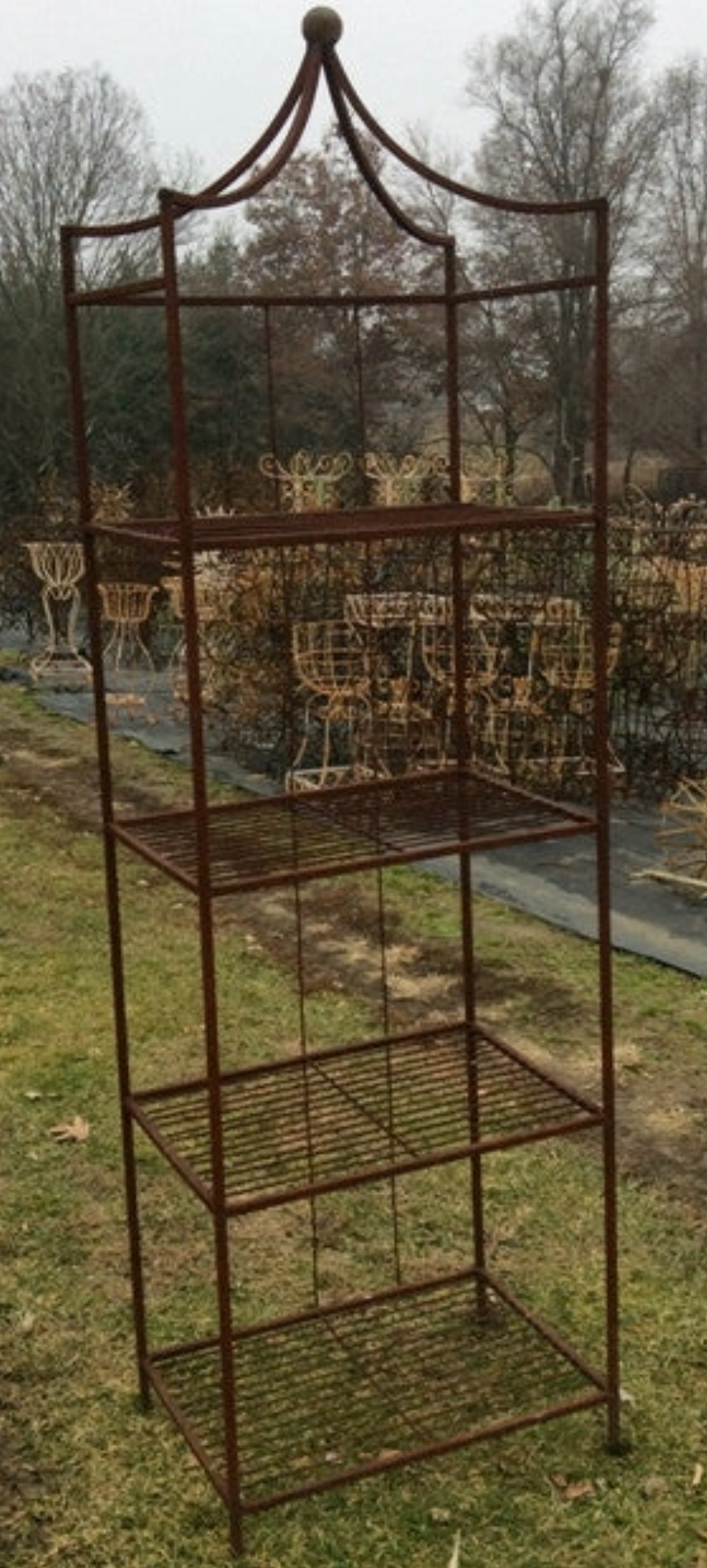 Square Rack with Ball On Top in Antique White