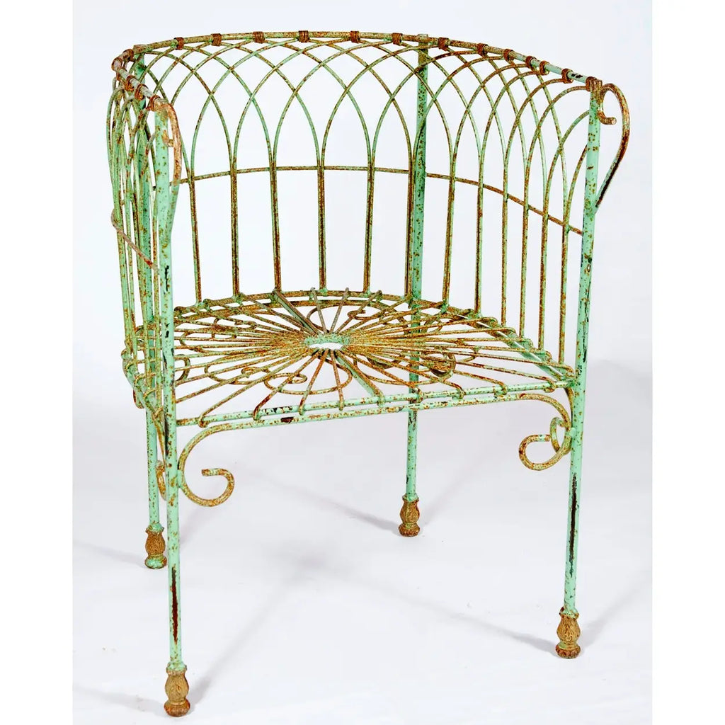Solid Iron Antique Style Chair with Cast Feet in Antique White