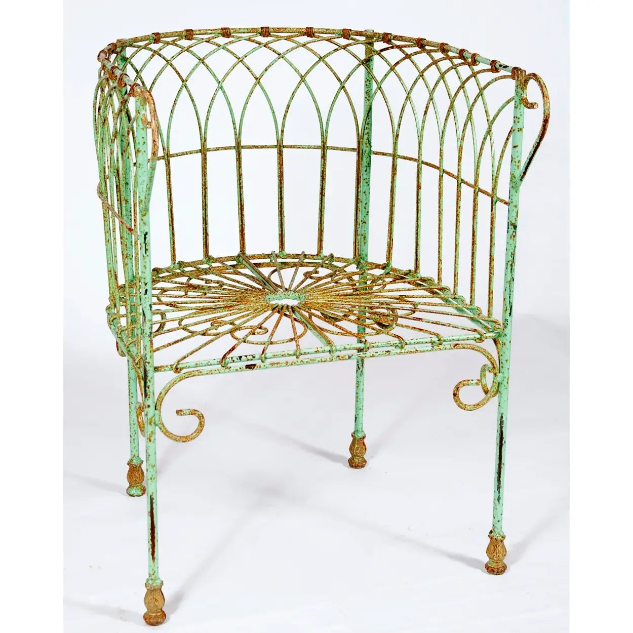 Solid Iron Antique Style Chair with Cast Feet in Antique White