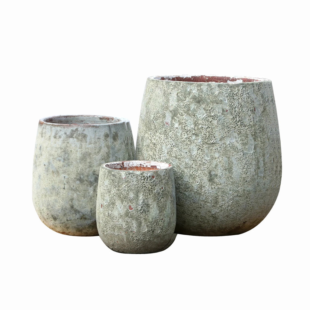 Tapered Round Pots in Volcano Green/ Grey Finish
