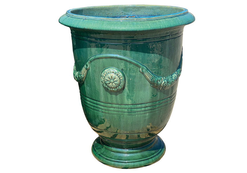 French Urn "Anduze Style" in Antique Green