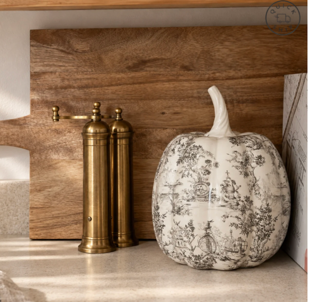 Vintage Ceramic Pumpkin with Ribbon