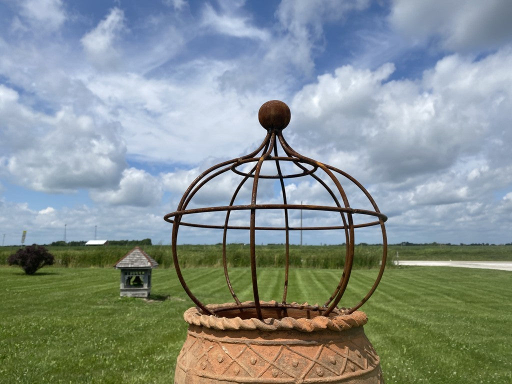 Wrought Iron Fat Bob with Ball Top Topiary with Stakes