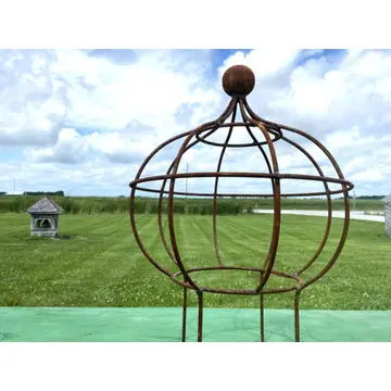 Wrought Iron Fat Bob with Ball Top Topiary with Stakes