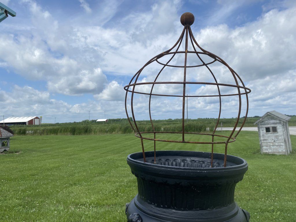 Wrought Iron Fat Bob with Ball Top Topiary with Stakes