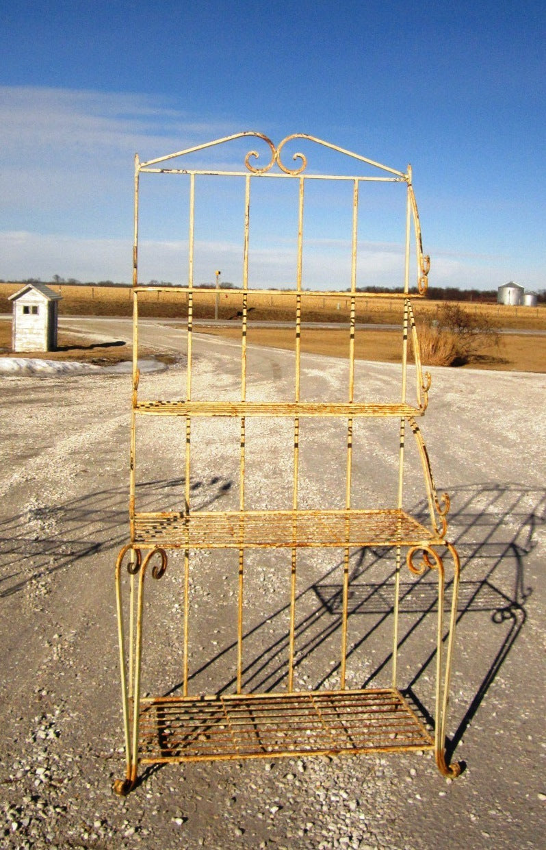 Wrought Iron Large Baker's Rack Display Rack Shelves in Antique White