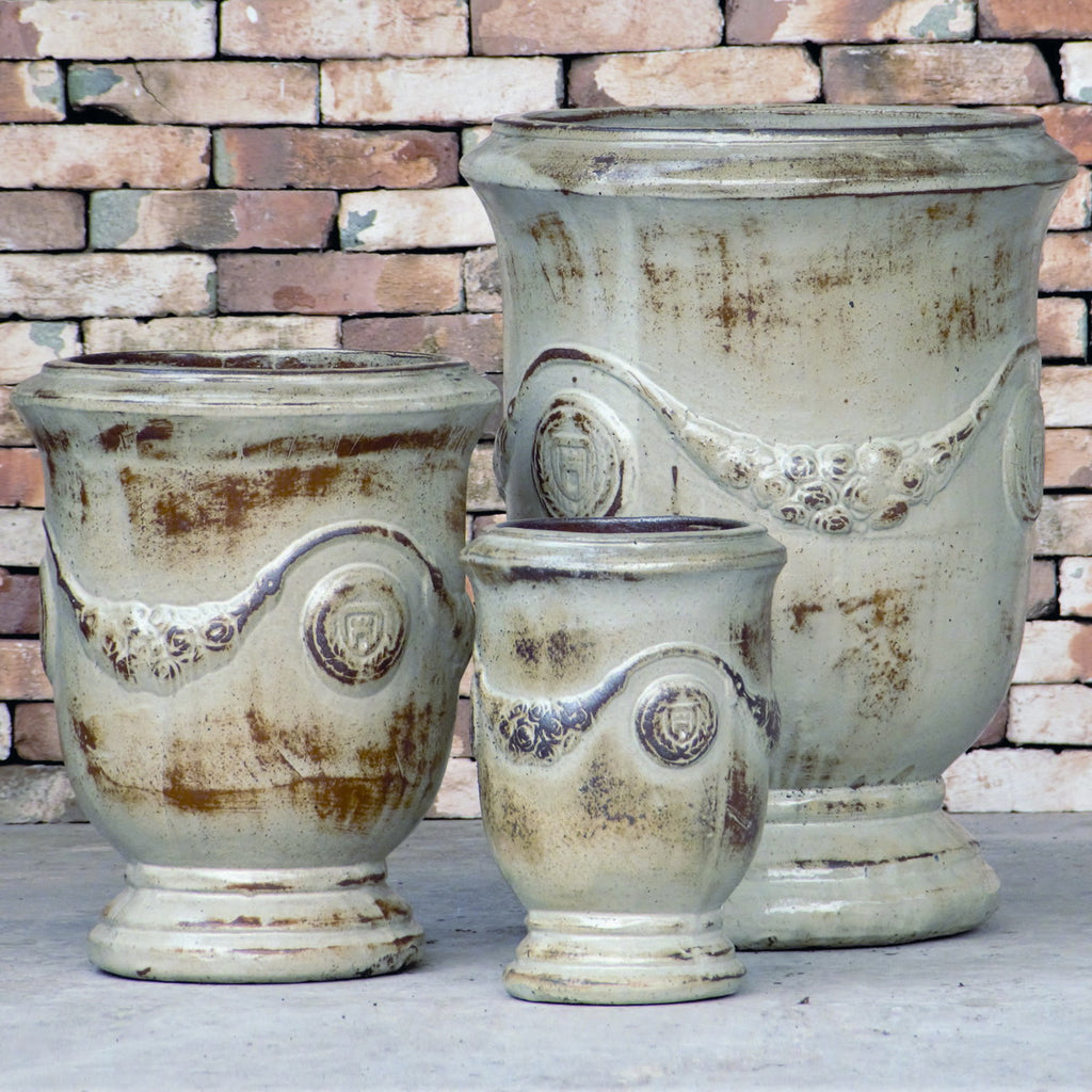French Urns in Antique White Glaze