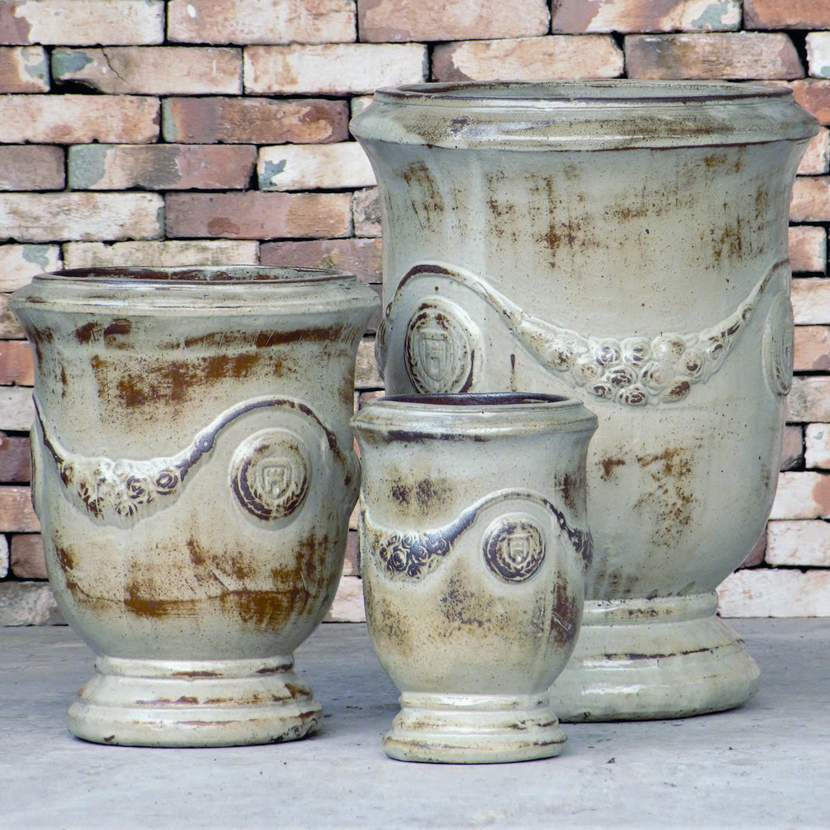 French Urns in Antique White Glaze