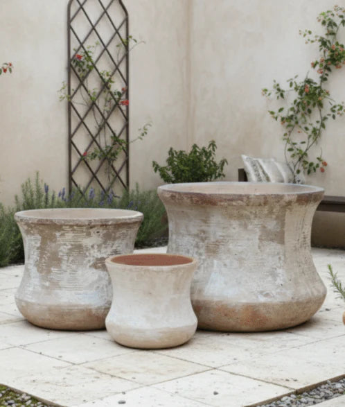 Hour Glass Pot in Light Clay Finish