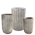 Tall Rib Volcanic White Planter