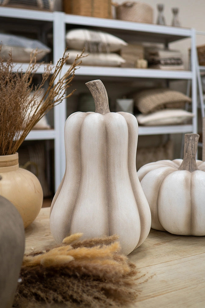 Cream-Colored Decorative Elongated Pumpkin